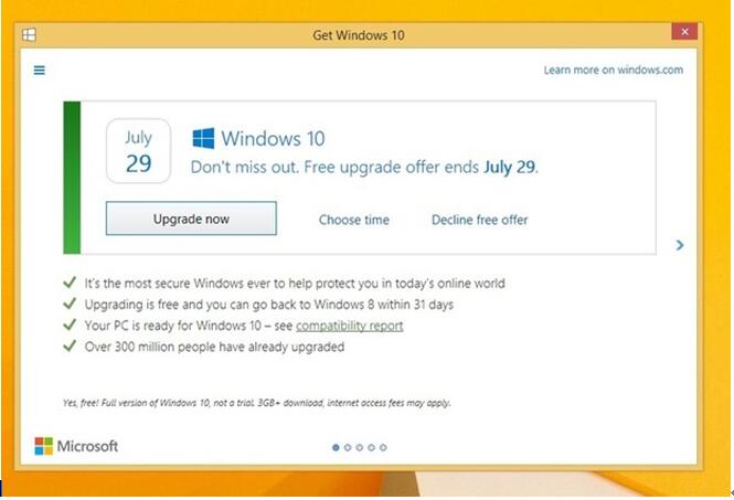 Microsoft在Windows10专业版升级点击的伎两个