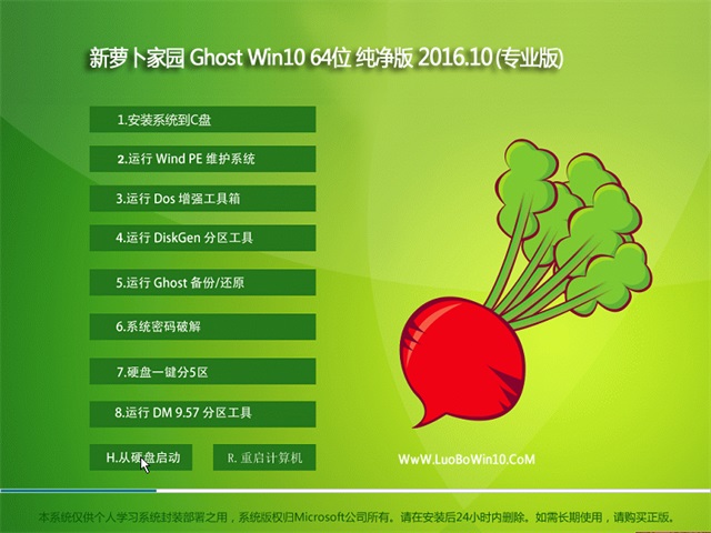 新萝卜Ghost版Windows 10 64位纯净版下载