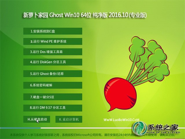 萝卜Windows 10系统64位纯净版推荐下载