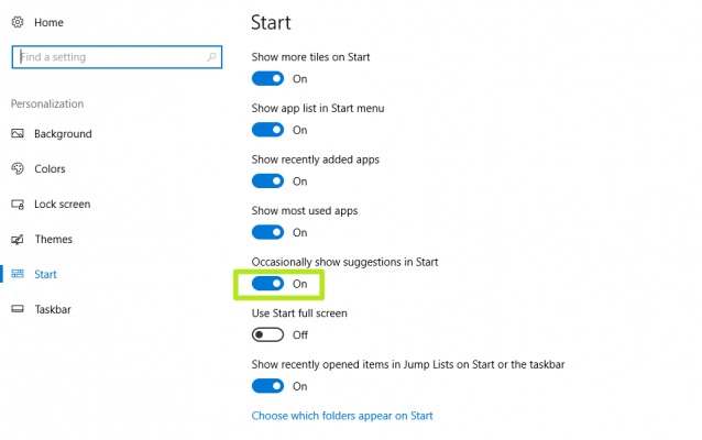 从Windows10“开始”菜单中删除建议应用的方法